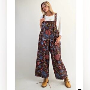 Easel Floral Brown Jumpsuit